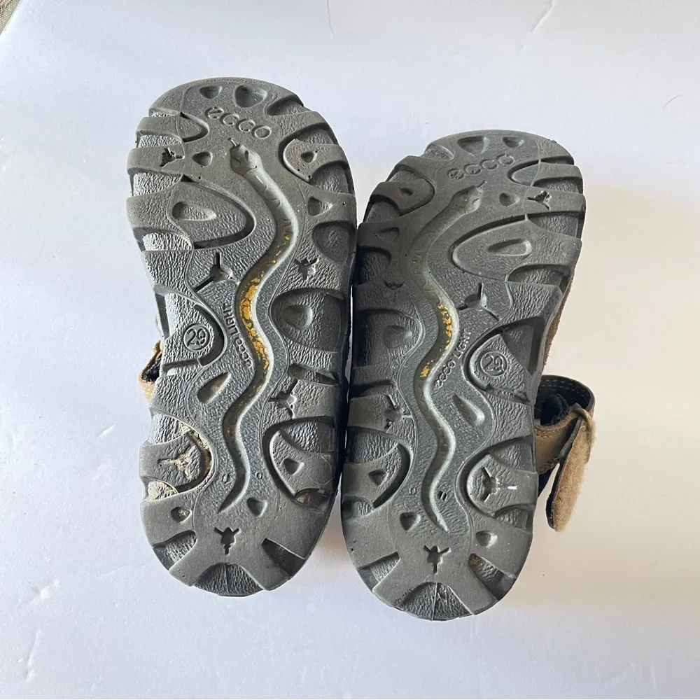 Ecco Brown & Black Durable Comfort Kids Closed Toe Velcro Gorpcore Sandals 12